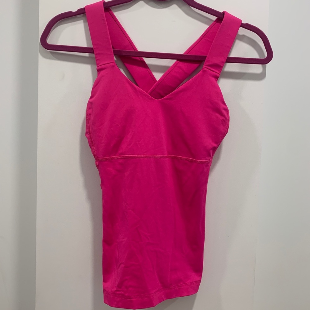 Lululemon pink X back workout top size 6